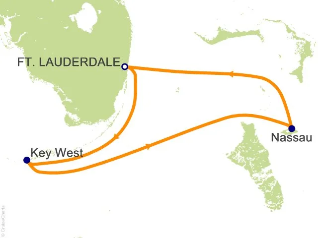 Itinerary: Fort Lauderdale, Key West, Nassau Bahamas
